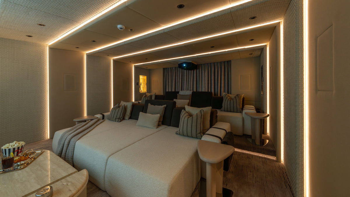 Al Reem cinema — upholstered seating in acoustic fabric