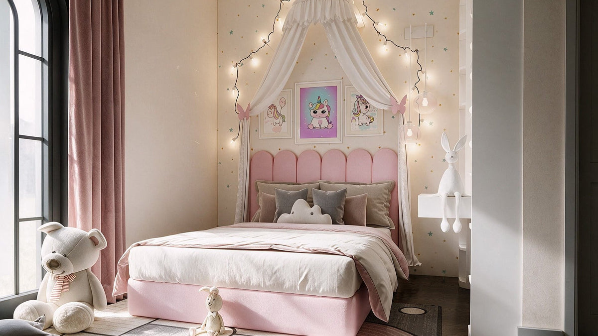Children's bedroom with canopy bed, West Marina Residence