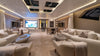 Large yacht saloon with seating scaled to the room