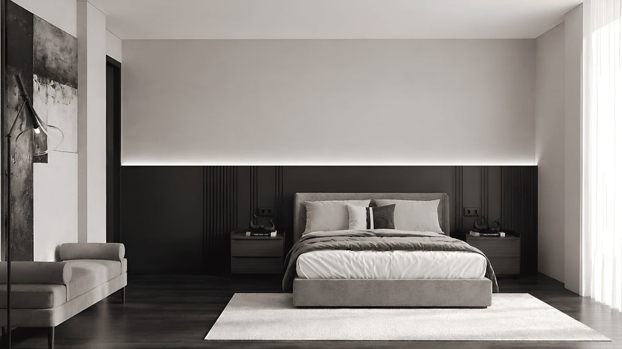 Una camera da letto calma: materiali, colori e imbottiture