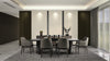 Prisma dining table with upholstered chairs