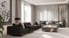 Calm living room with a grey sofa