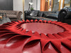Sculptural rosette made of red leather