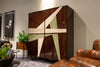 Marquetry cabinet door in contrasting veneers