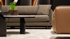 Compact upholstered sofa with a low table on the Sitdesign stand at IIFF 2026