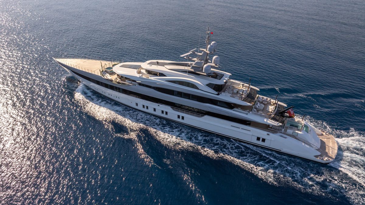 Aerial view of the superyacht Al Reem under way