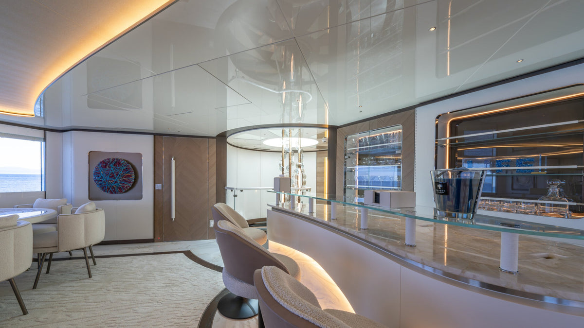 CAMILA upper saloon bar and dining area, Sitdesign upholstery
