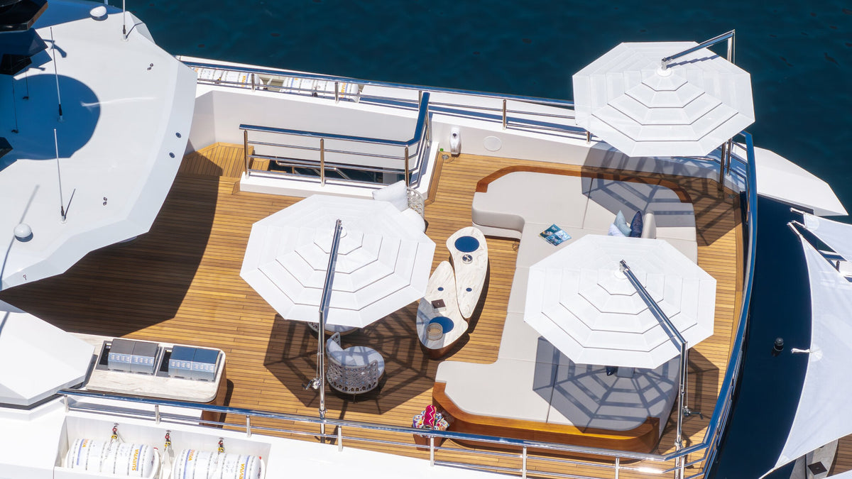 CAMILA sun deck — shaded seating group built for sun and salt air