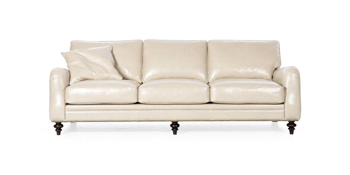Divano Chelsea in pelle crema, vista frontale