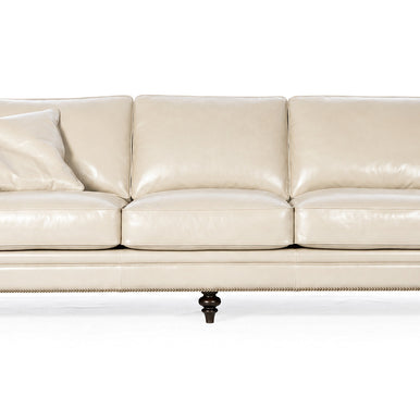 Divano Chelsea in pelle crema, vista frontale