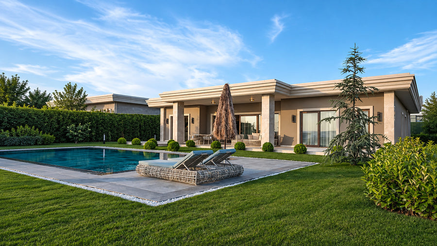 Göl İstanbul villa exterior and pool, Büyükçekmece, Istanbul — turnkey furniture project by Sit Design