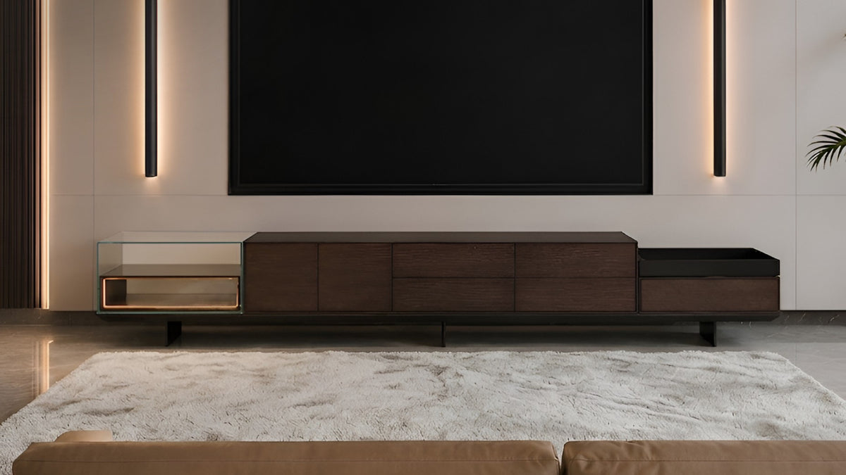 Horizon TV cabinet under a wall-mounted screen in a living room