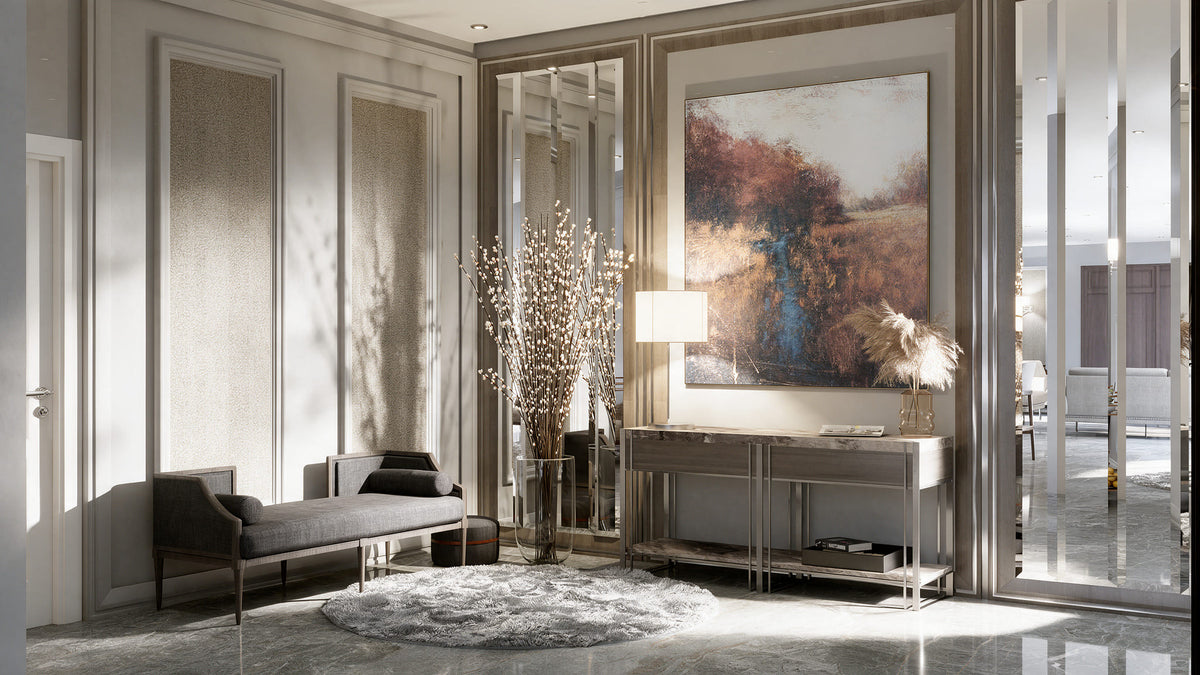 Villa Elegance entrance hall with sculptural lighting, Lomé, Togo