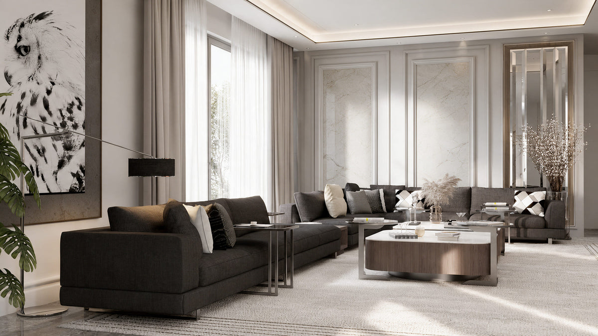 Villa Elegance living room with Charlie sofa and Olivia coffee table, Lomé, Togo
