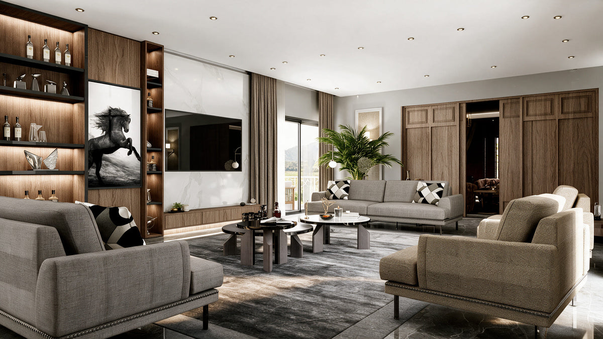 Villa Elegance TV lounge with Sky sectional sofa, Lomé, Togo