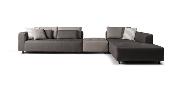 Divano componibile Athena in tessuto grigio, vista frontale