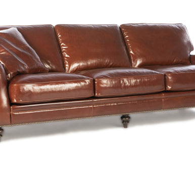 Chelsea sofa in dark brown, three-quarter view