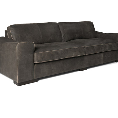 Eros sofa in grey, three-quarter view