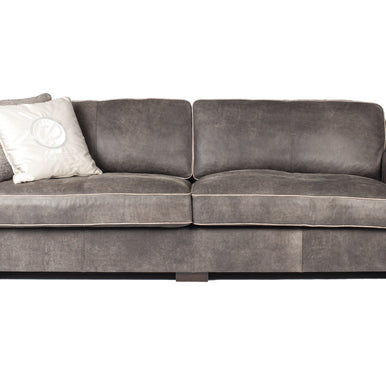 Eros sofa in light grey with scatter cushion, front view