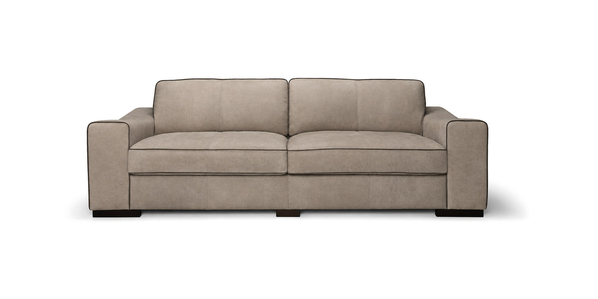 Eros sofa in stone, front view