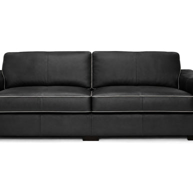 Eros sofa in black leather, front view