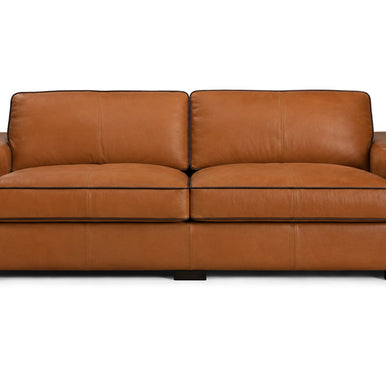 Eros sofa in cognac leather, front view