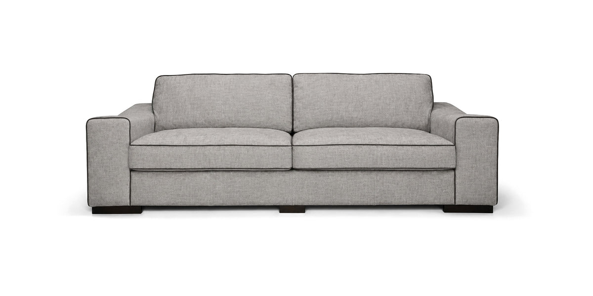 Eros sofa in pale grey, front view