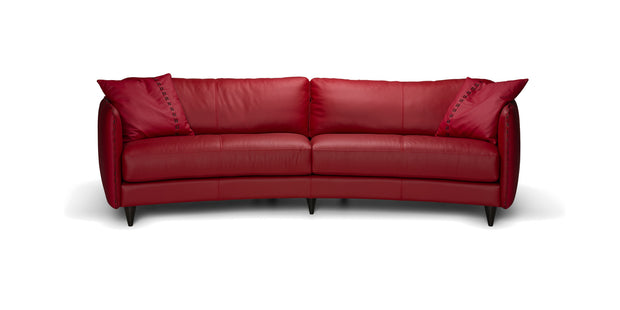 Divano Janette Curved in pelle rossa, vista frontale