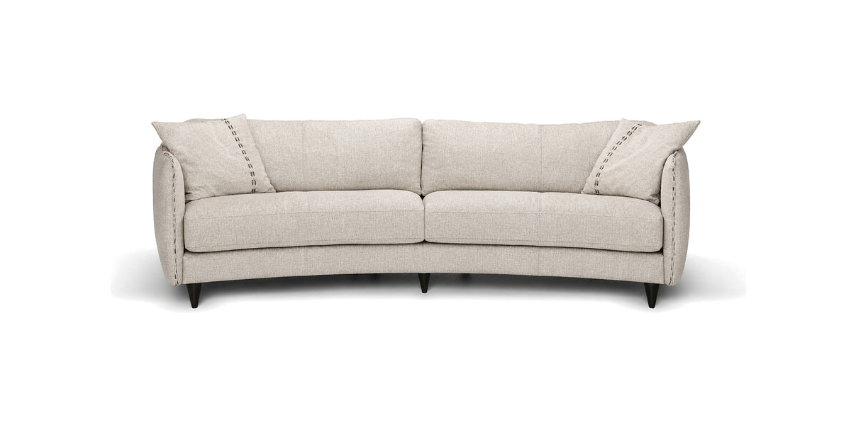 Janette Curved sofa in light grey fabric, colour option