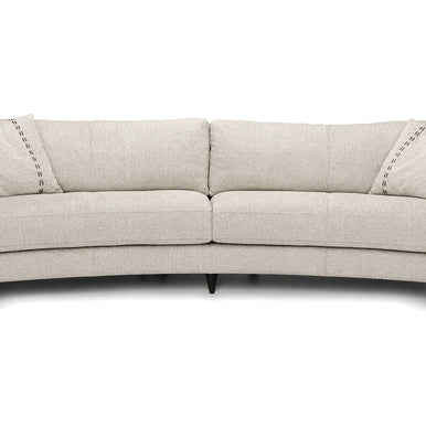 Janette Curved sofa in light grey fabric, colour option