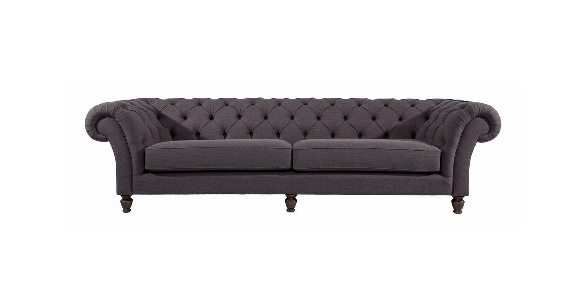 London chesterfield sofa in anthracite fabric, front view
