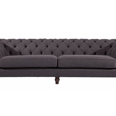 London chesterfield sofa in anthracite fabric, front view