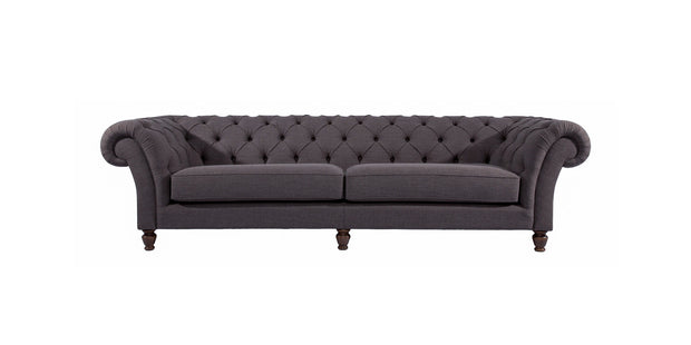 Диван London в стиле Chesterfield из антрацитовой ткани, вид спереди