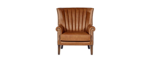 Mercury armchair in brown, front view