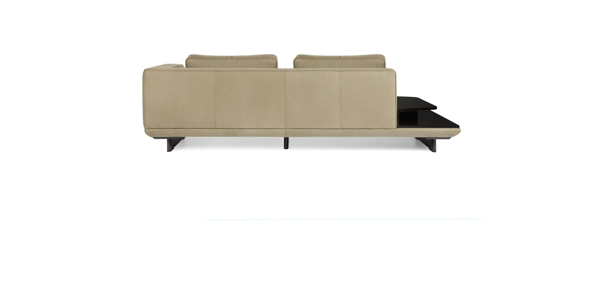 Ranchero sofa in beige with side table, rear view
