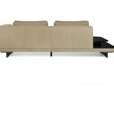 Ranchero sofa in beige with side table, rear view