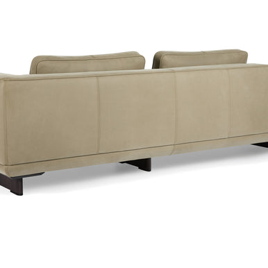 Ranchero sofa in beige with side table, rear three-quarter view