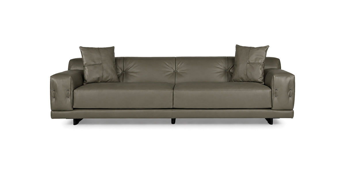 Rosalinda sofa in green leather, front view