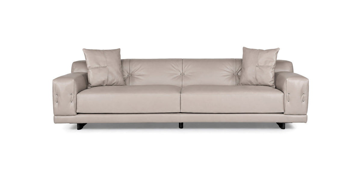 Rosalinda sofa in light grey leather, front view