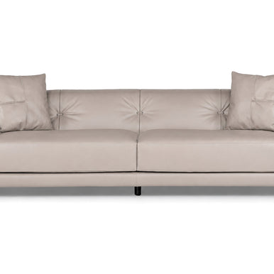 Rosalinda sofa in light grey leather, front view