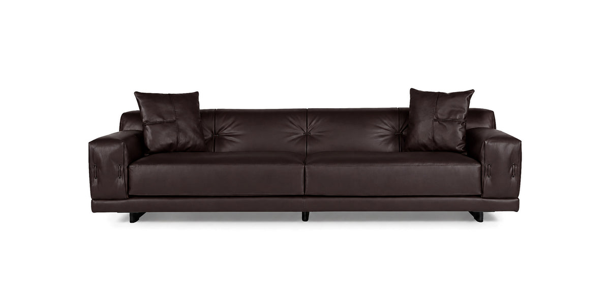 Rosalinda sofa in dark brown leather, front view