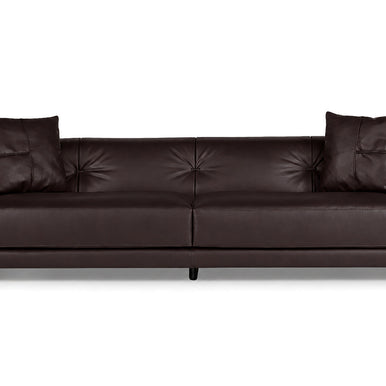 Rosalinda sofa in dark brown leather, front view