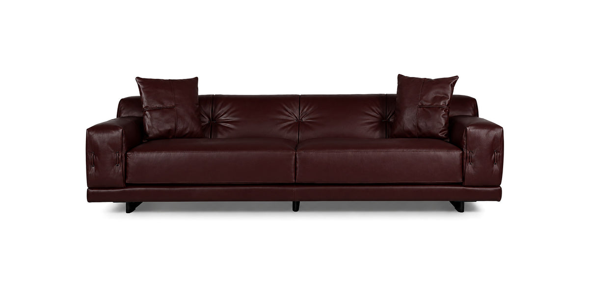 Rosalinda sofa in burgundy leather, front view