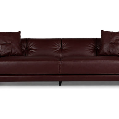 Rosalinda sofa in burgundy leather, front view