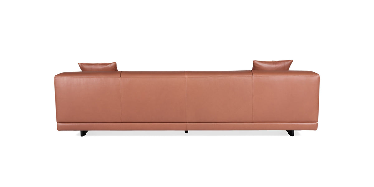 Rosalinda sofa in tan leather, back view