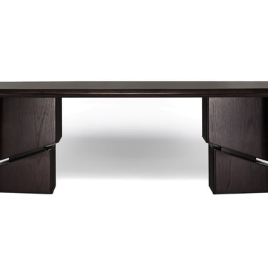 Samurai dining table in dark wood, front view
