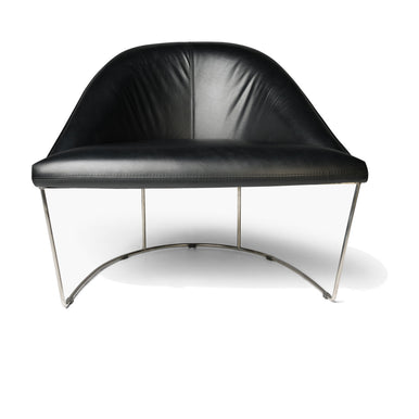 Zoe armchair in black leather, front view