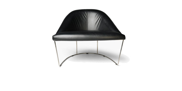 Zoe armchair in black leather, front view